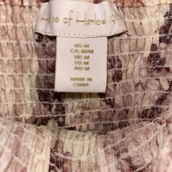 House of Harlow M Tropical Palm Leaf Linen Blend Smocked Midi Dress $198 A29 - Picture 3 of 3